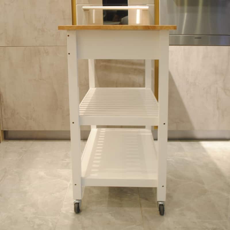 40'' Mobile Kitchen Island & Kitchen Cart,with Two Lockable Wheels