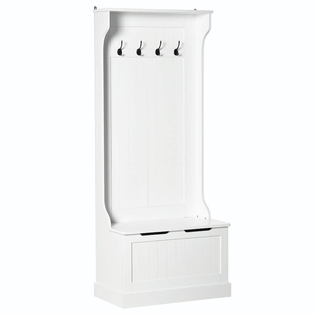 67'' Tall Hall Tree with Coat Rack, Storage, and Sitting Bench