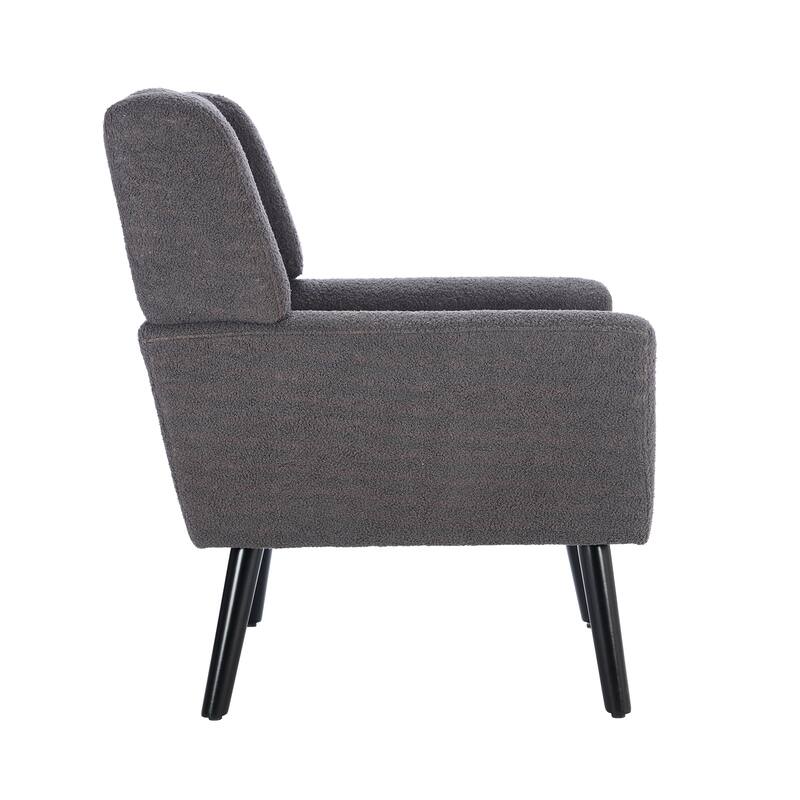 Grey Stylish Upholstered Seating Armchair with Tapered Metal Legs, Single Sofa Chair Accent Chair with Flared Armrests