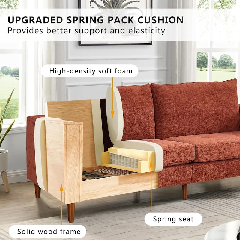 82.68'' Sofa for Living Room, Loveseat Sofa with USB/Type-C Port, Comfy Chenille Love Seat Couch with Removable Cover