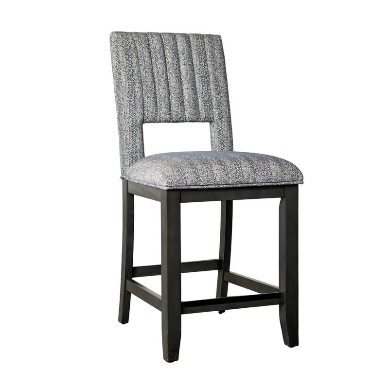 Manny Counter Height Chair Set of 2, Bluish Gray Fabric Seat and Back