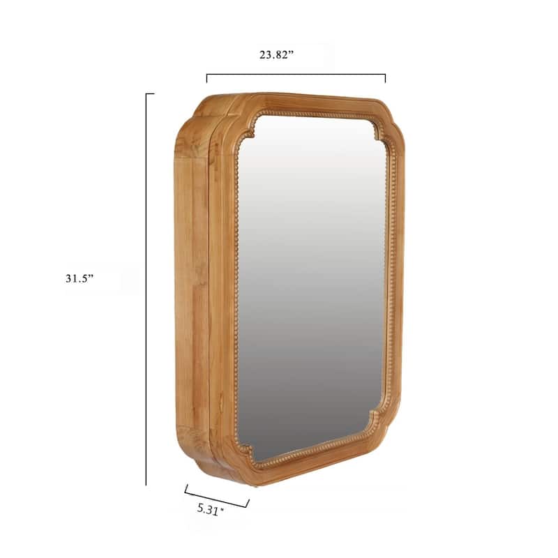 Wood Framed Wall-Mounted Mirror Cabinet, 32x24 Inch Bathroom Medicine Cabinet with Storage Shelves