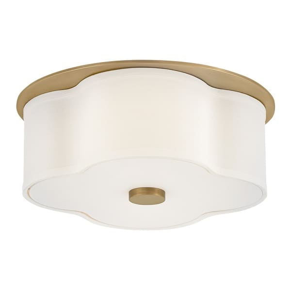 slide 2 of 9, Hinkley Lighting 46441 Delaney 2 Light 14" Wide Flush Mount Drum Heritage Brass