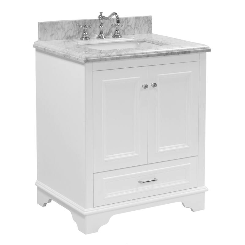 KitchenBathCollection Nantucket 30" Bathroom Vanity with Carrara Marble Top