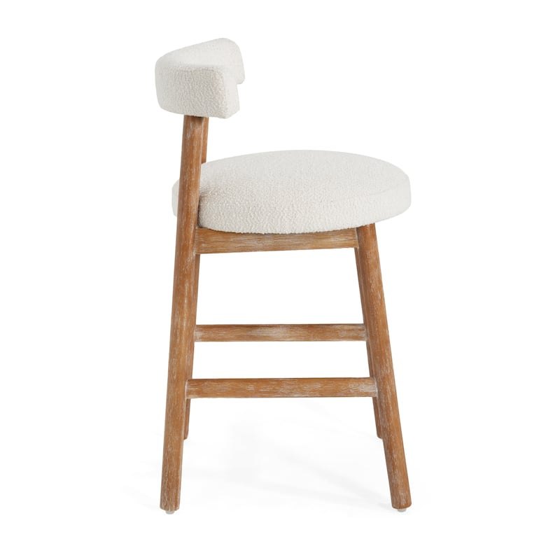 Christopher Knight Home - Riven Natural Rubberwood 26.77" Counter Stool Set with Beige Upholstery