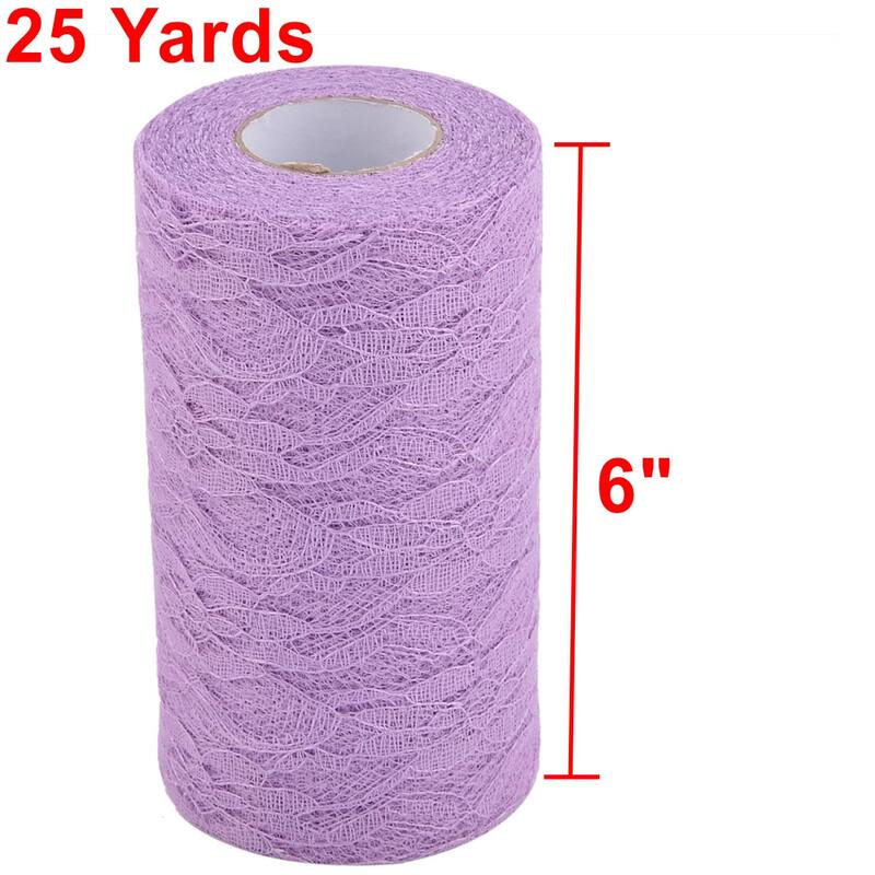Wedding Party Lace Banquet Hall DIY Decor Tulle Spool Roll 6" x 25 YD - Pale Purple