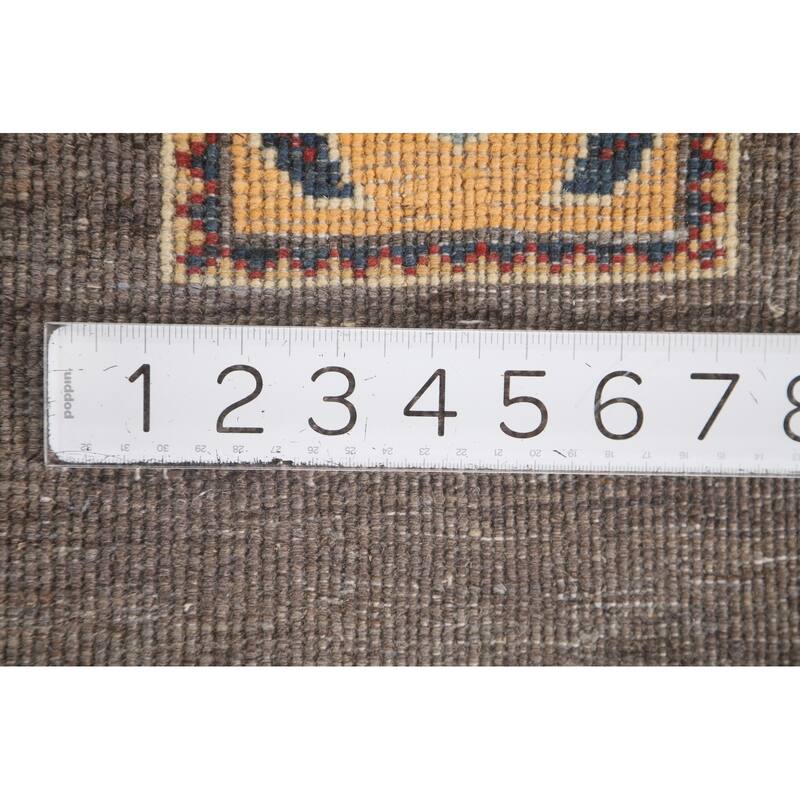 Brown Kazak Accent Rug Handmade Wool Carpet - 2'7" x 4'0"