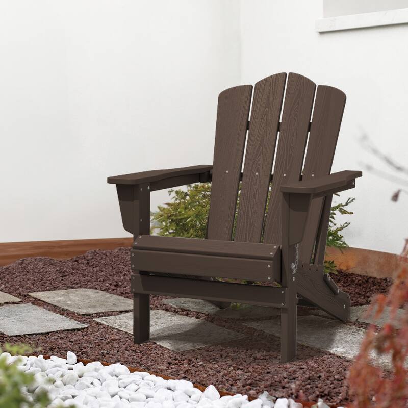 Plastic Folding Outdoor Patio Adirondack Chair With Slat Seat