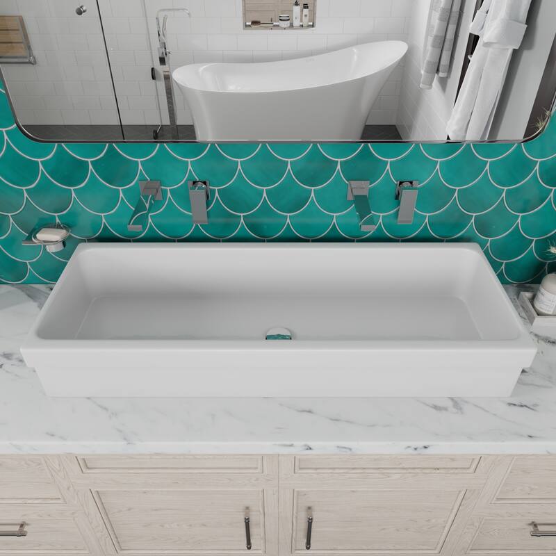 ALFI brand White Fireclay 48-inch Above-mount Bath Trough Sink