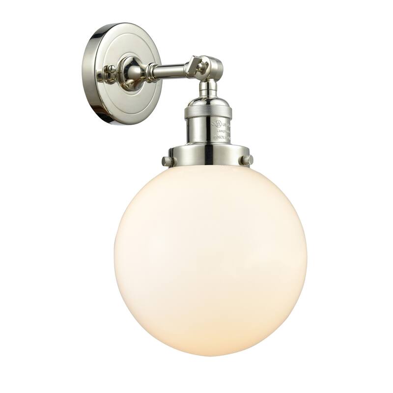 Innovations Lighting Beacon Single Light 14" Tall Bathroom Sconce with - Polished Nickel / Matte White