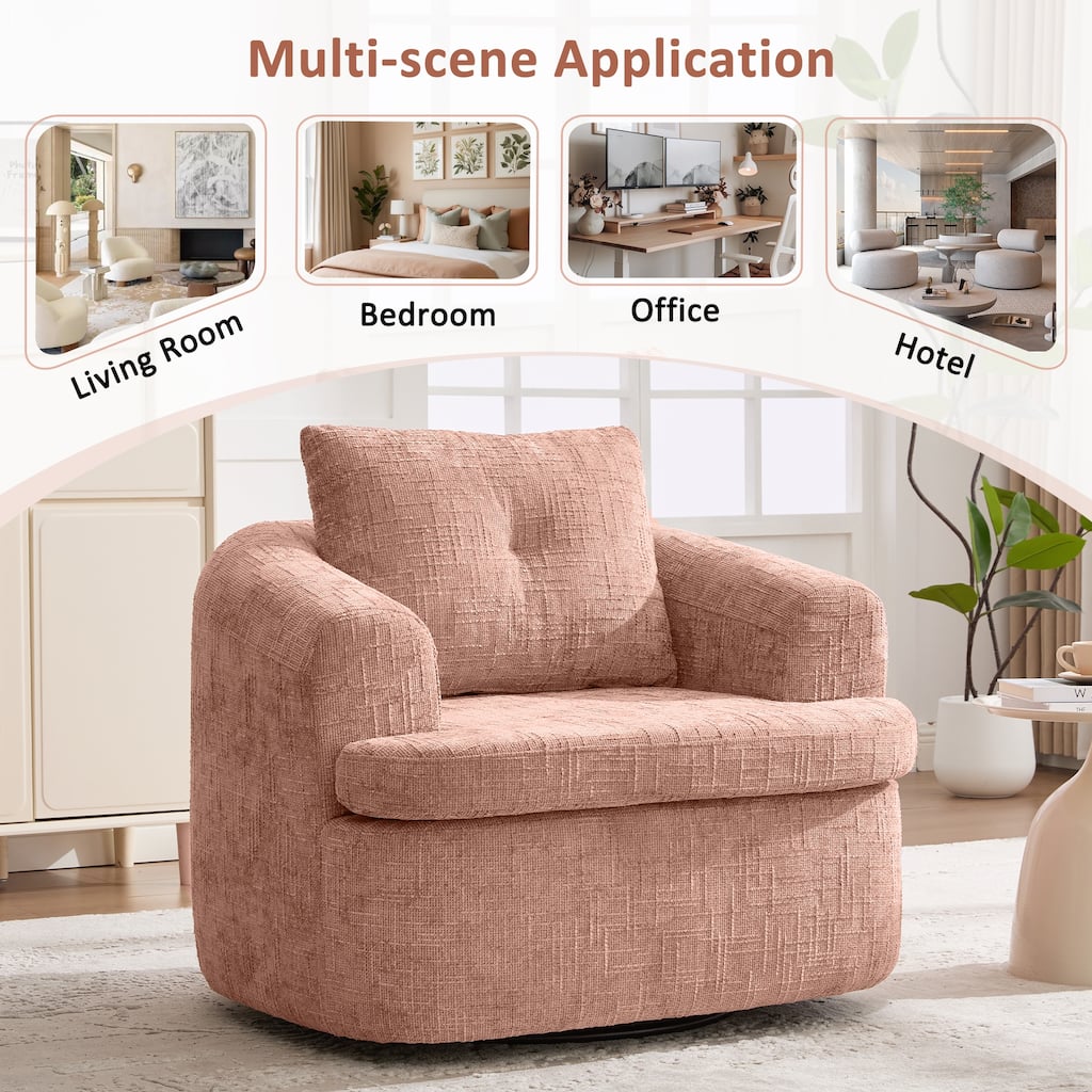 360° Swivel Chair Single Sofa Arm Chair / Upholstered Accent Chair Sofa Barrel Chair for Living Room Bedroom
