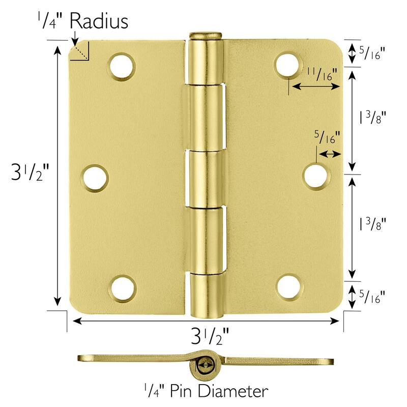 Design House 180672 3-1/2" x 3-1/2" Butt 1/4" Radius Corner Surface