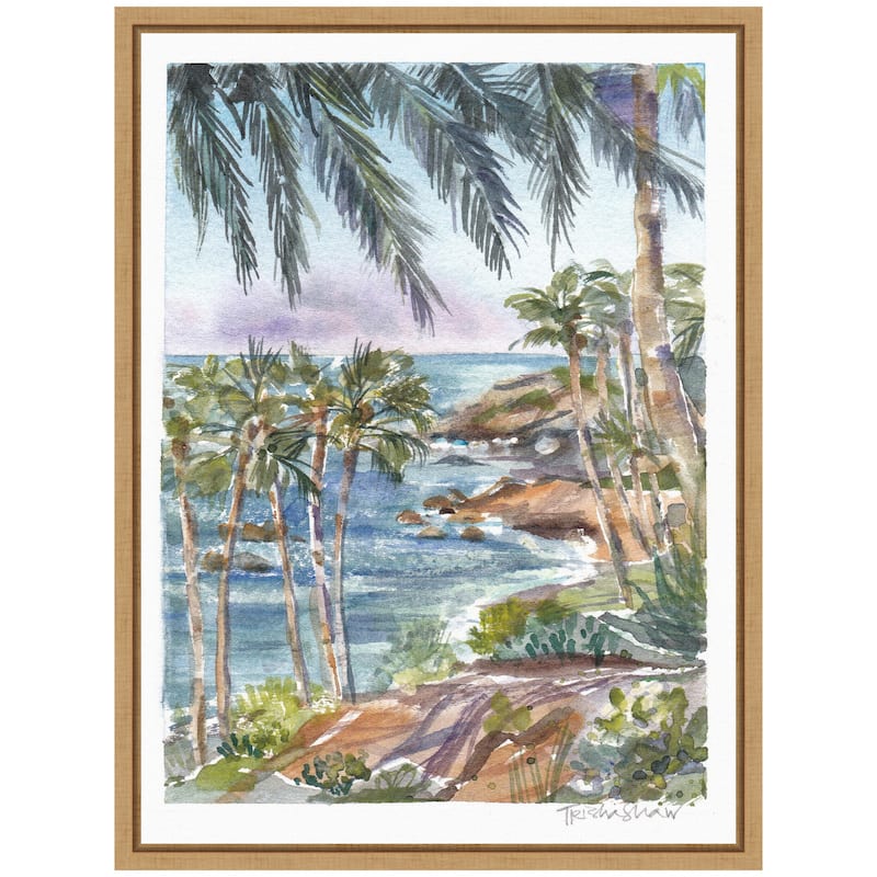 Kate and Laurel Sylvie Laguna Beach California Scene Framed Canvas by Patricia Shaw