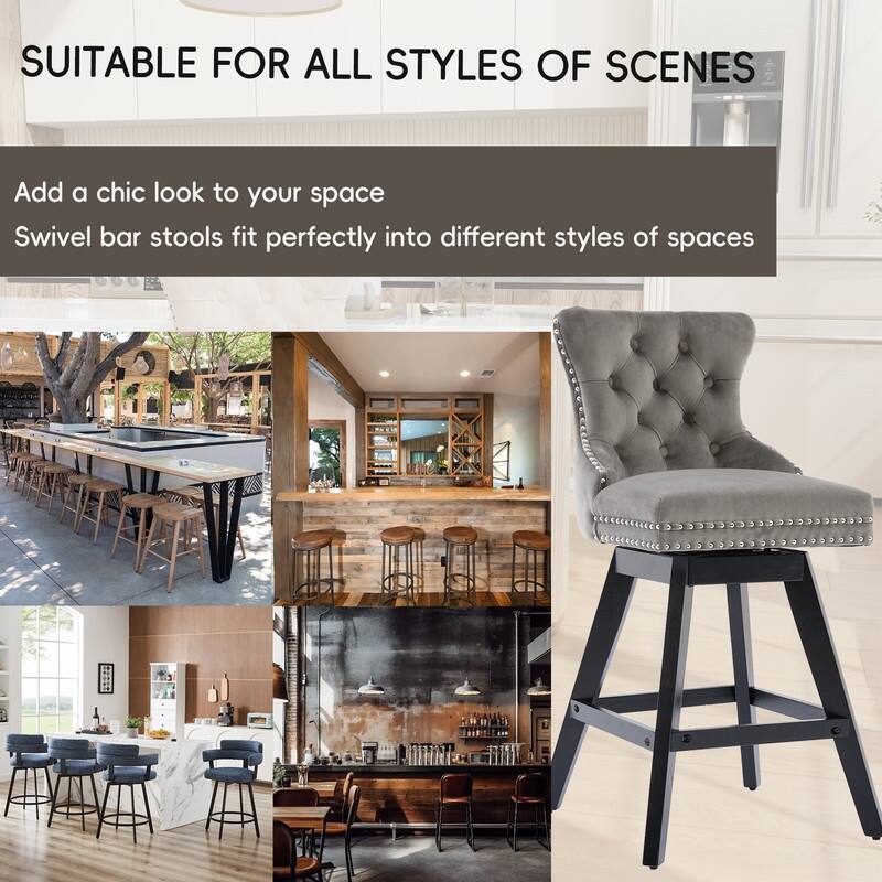 Swivel Velvet Leisure Style Bar stools Set of 8