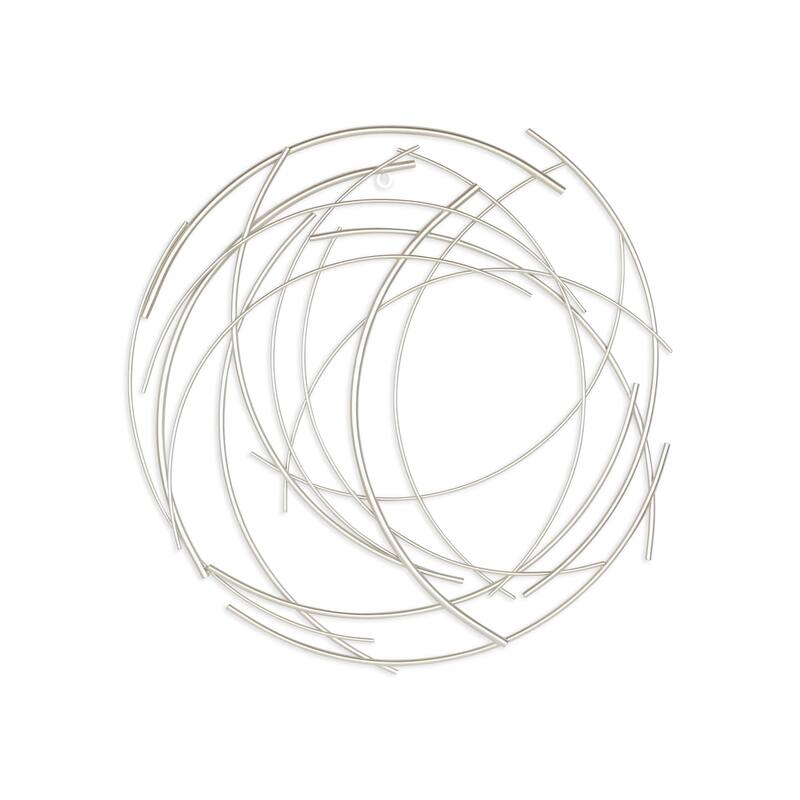 25.25" Silver Round Metallic Abstract Wall Art