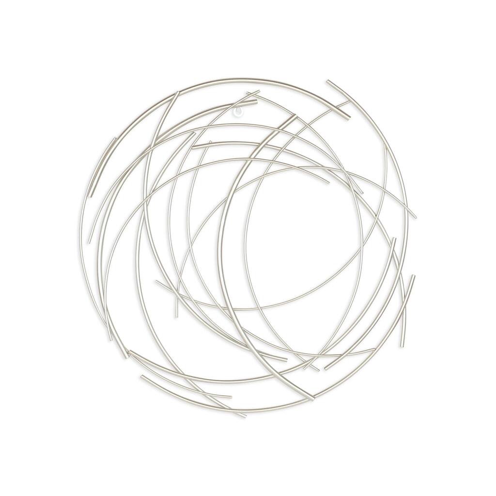 25.25" Silver Round Metallic Abstract Wall Art