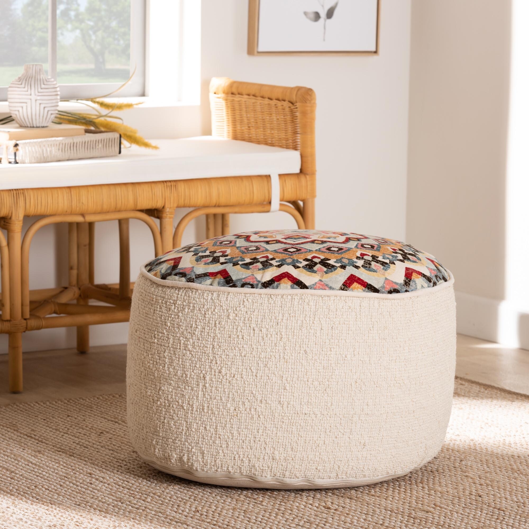 Vintage Round Ottomans and Poufs Bed Bath Beyond