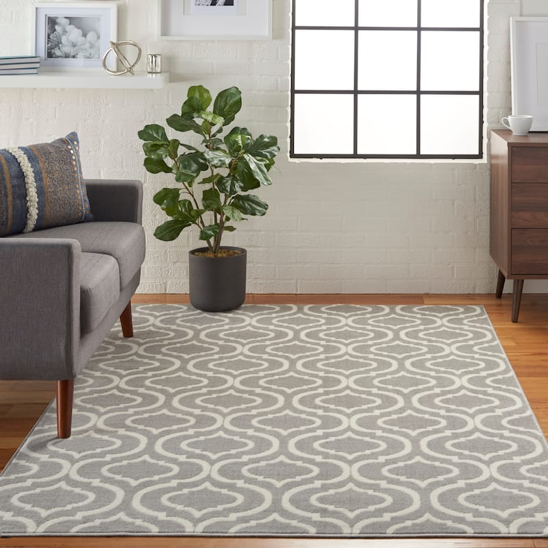 Nourison Jubilant Moroccan Trellis Area Rug - 4' x 6' - Grey