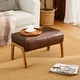 preview thumbnail 4 of 50, Glitzhome 24.5"W Leatherette Accent Stool With Walnut Rubberwood Legs