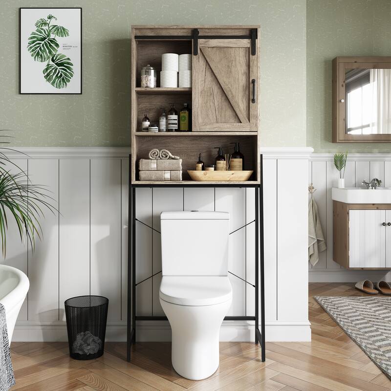 Over-The-Toilet Storage Cabinet Bathroom Organizer with Adjustable Shelf