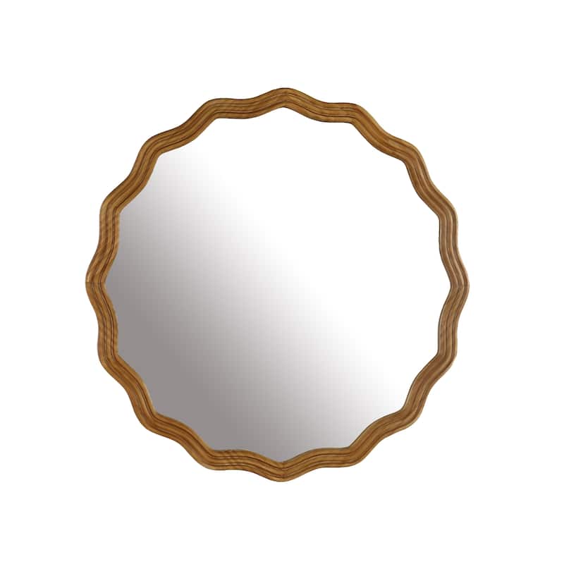 Azalea Park 24" Natural Wood Curvy Circle Wall Mirror
