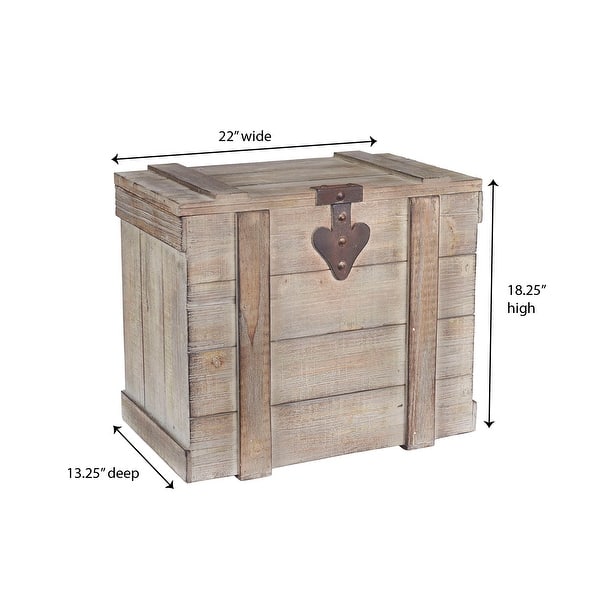 Household Essentials Antiqued Decorative Trunk with Hinge and Lid