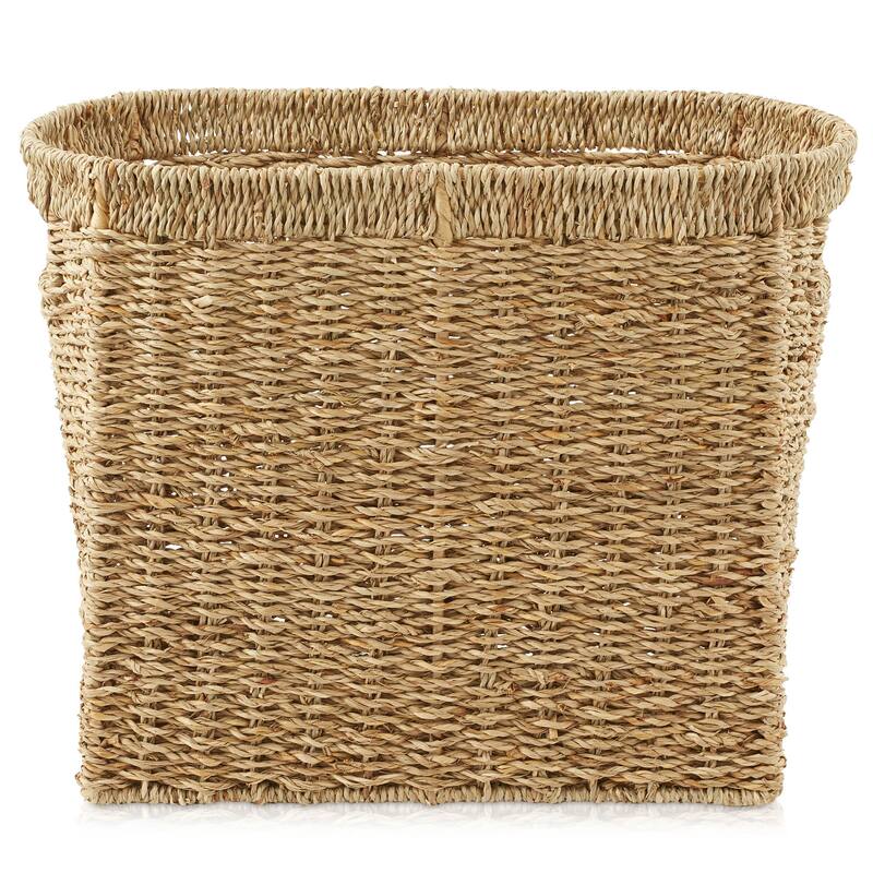 Magazine Holder Storage Basket Bin with Handles Seagrass Hyacinth - Natural - Seagrass