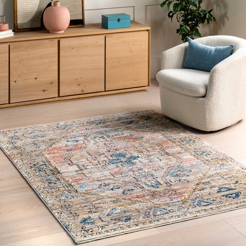 Nuloom Marley Traditional Medallion Fringe Area Rug - 5' 3" x 7' 3" - Blue