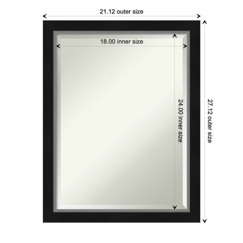 Beveled Wall Mirror - Eva Frame - Outer Size: 21 x 27 in - Eva Black Silver Narrow
