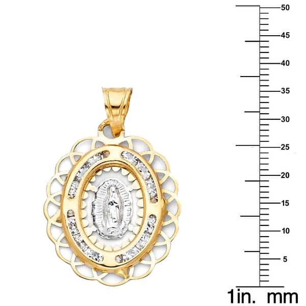 Bead Charm Pendant CZ Solid 14k Yellow Gold Ring For Chain Style Fancy x mm