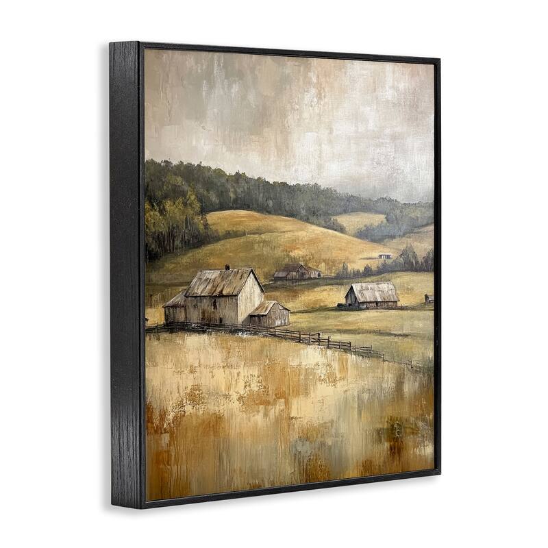 Stupell Rustic Farmland & Rolling Hills Framed Giclee Art Design By Petal Prints Design