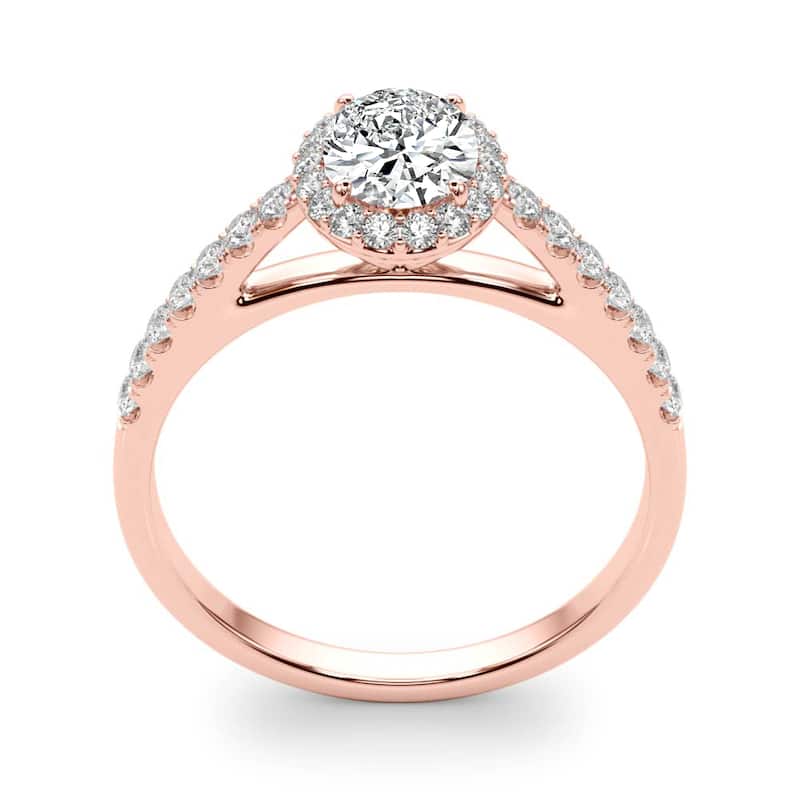 Auriya 14k Rose Gold Lab Grown Oval Diamond Halo Engagement Ring 0.50 to 5.00 ct. tw. (F-G VS)