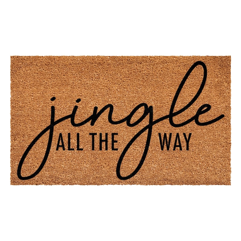 HomeRoots 17" X 29" Brown And Black Christmas Outdoor Coir Door Mat - 17.00' X '29.00