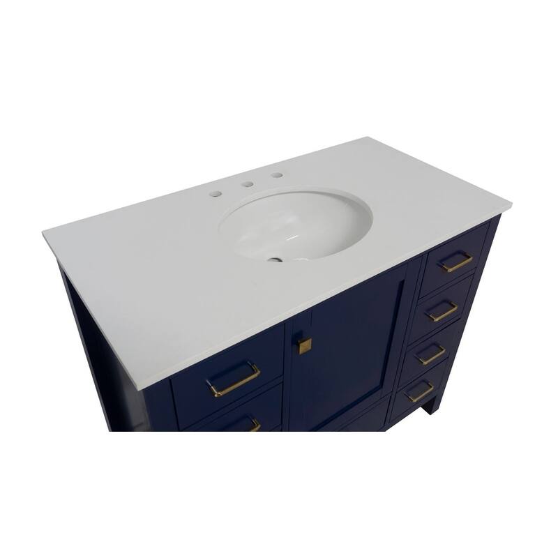 KitchenBathCollection Horizon 42" Bathroom Vanity with Engineered White Top