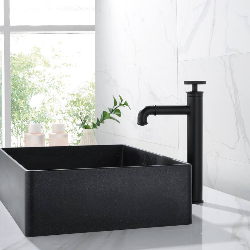 Industrial Vessel Bathroom Sink Faucet - Matte Black