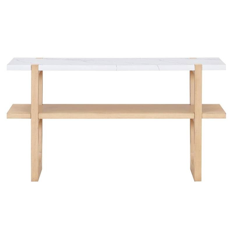 Console Table with Marble-Effect Top - Versatile Storage Solutions