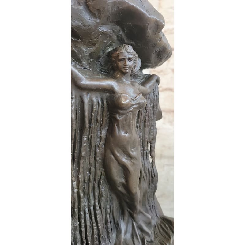 Bronze Waterfall Goddess Dor Sculpture – Mythical Woman Emerging From Rock