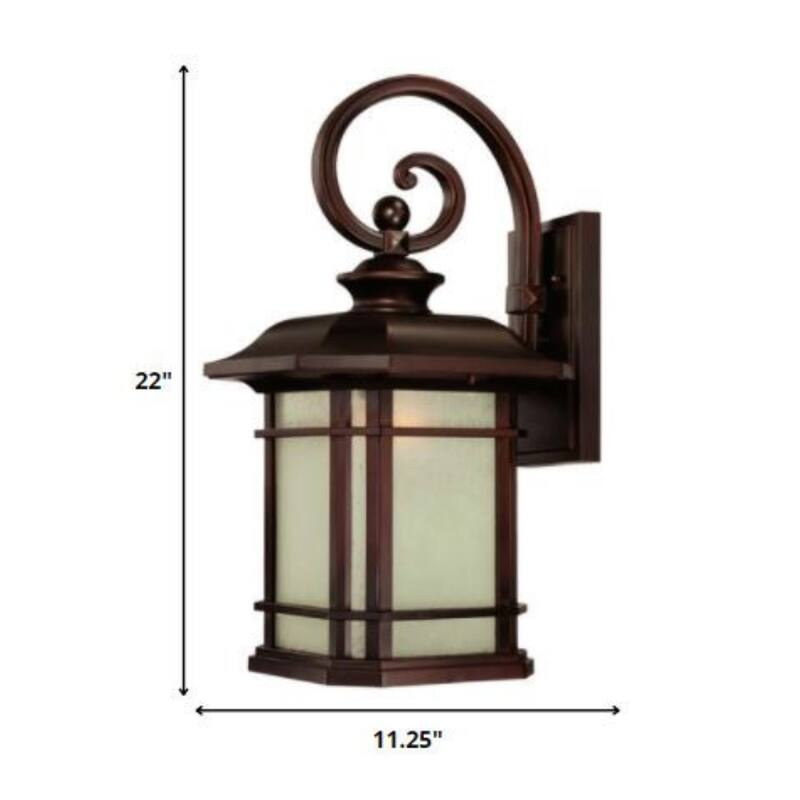 Bronze Aluminum Craftsman Outdoor Wall Lantern Light with Frosted Glass LED - 11.75” x 11.25” x 22” (D x W x H)
