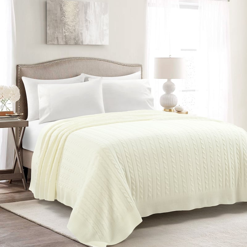 Lush Decor Cable Soft Knitted All Season Blanket/Coverlet