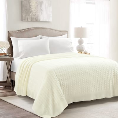 Lush Decor Cable Soft Knitted All Season Blanket/Coverlet