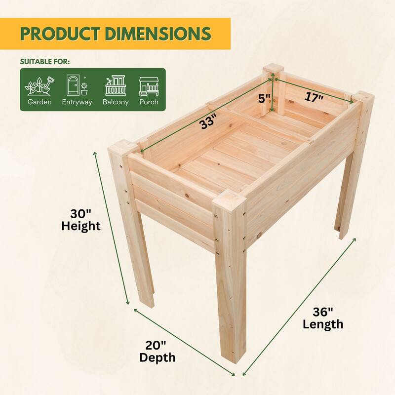 BloomBox Wooden Raised Vegtable Garden Bed Elevated Planter Box (2 Sizes)