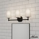 preview thumbnail 1 of 7, Hunter Nolita Vanity Wall Light - Bathroom - Contemporary, Transitional - White Glass Shades - Damp Rated! 24" - 3 Light - Matte Black