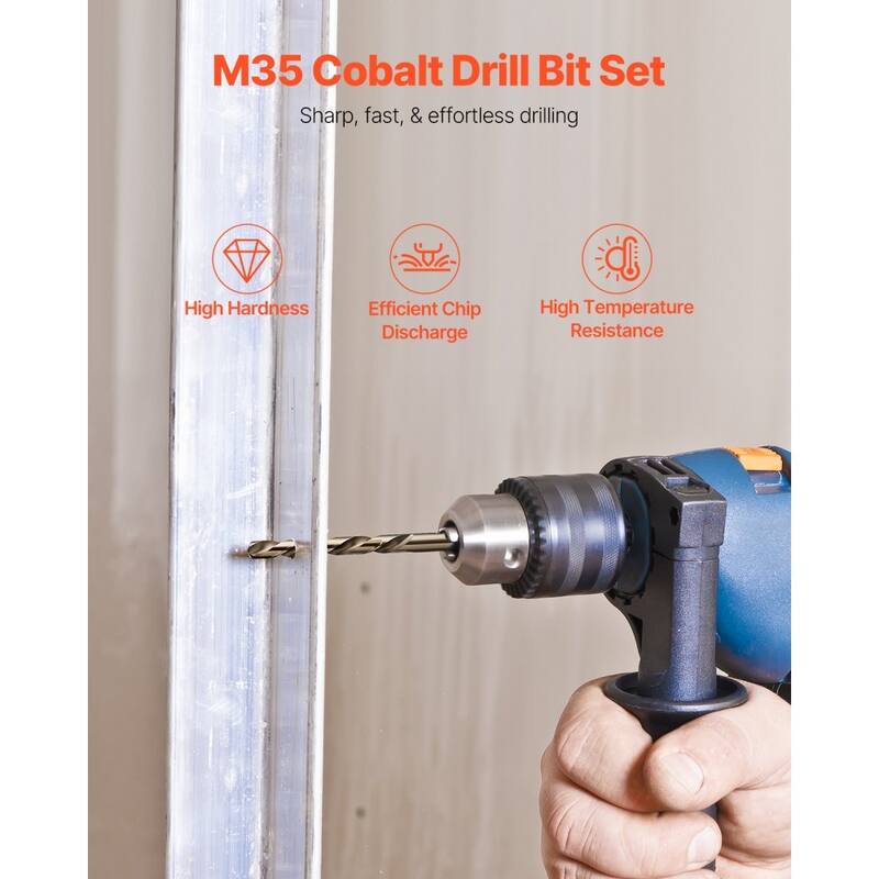 Black M35 Cobalt 29pcs Drill Bit Set with 135 Split Point and Storage Case - 7.08 x 4.33 x 2.16 in