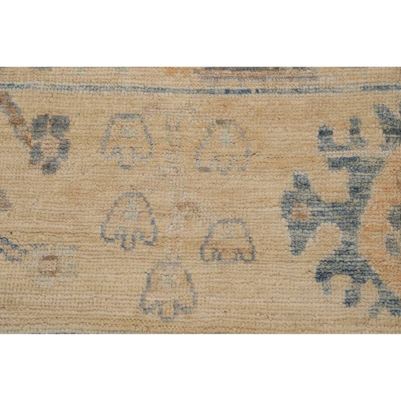 Floral Beige Vegetable Dye Oushak Turkish Rug Hand-Knotted Wool Carpet - 8'1"x 10'2"