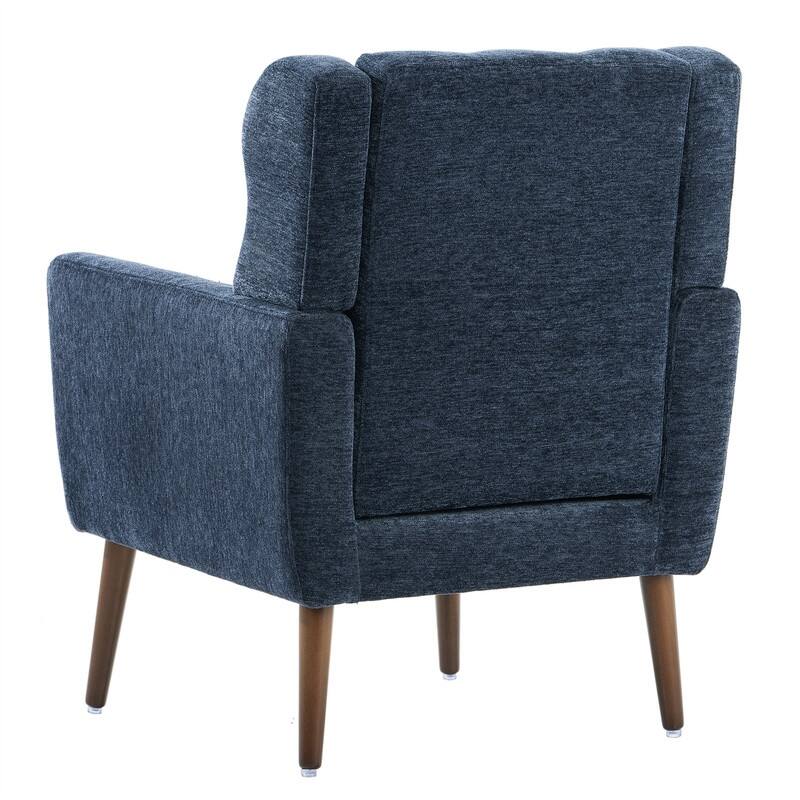 Modern Chenille Upholstered Armchair with Pillow and Solid Wood Leg