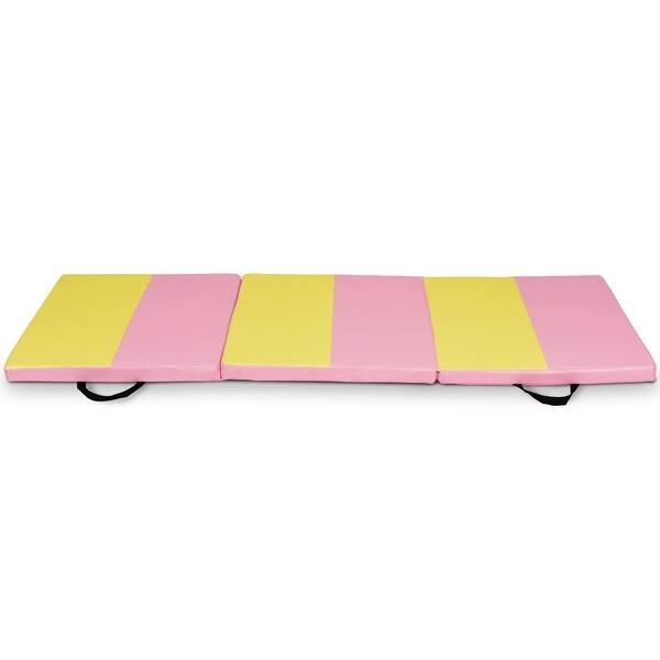 Shop Costway Pink Yellow Tri Fold Gymnastics Mat 6 X2 Folding