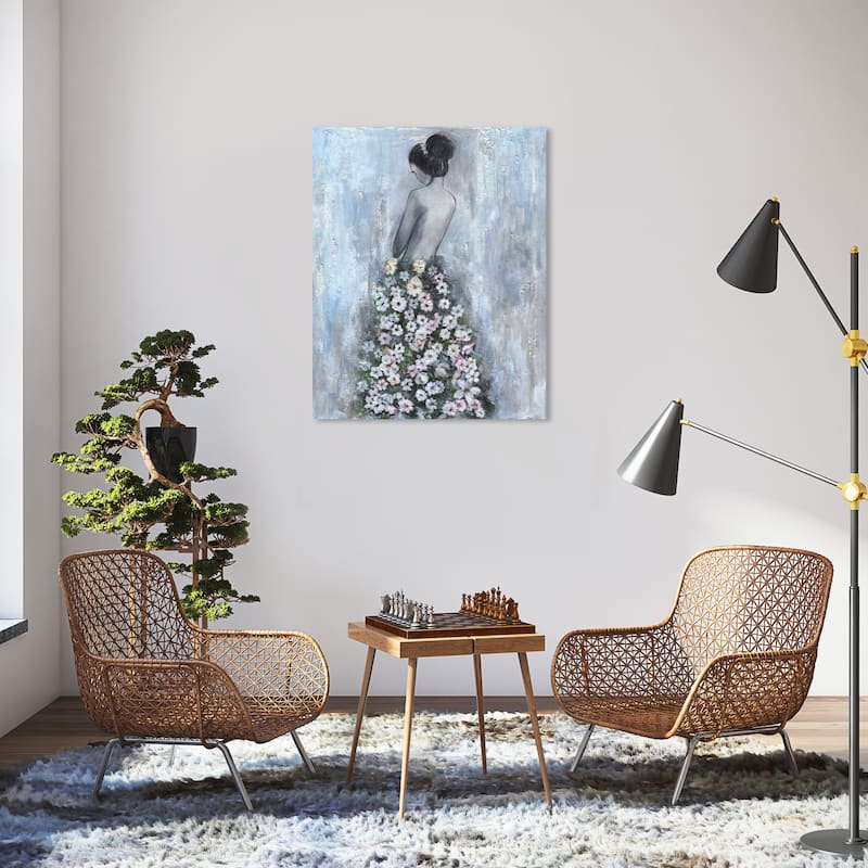 Wynwood Studio Fashion and Glam Ultimate Beauty Gray and Light Blue Rustic Wall Art Canvas Print - 36 x 30