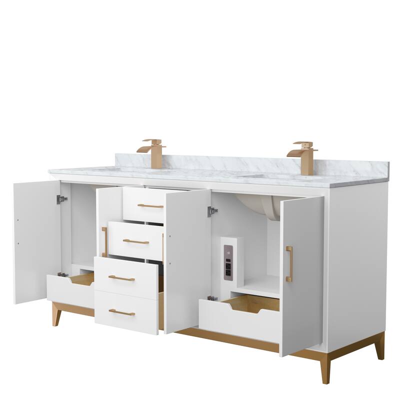 Amici Double Bathroom Vanity Set, Carrara Marble Top