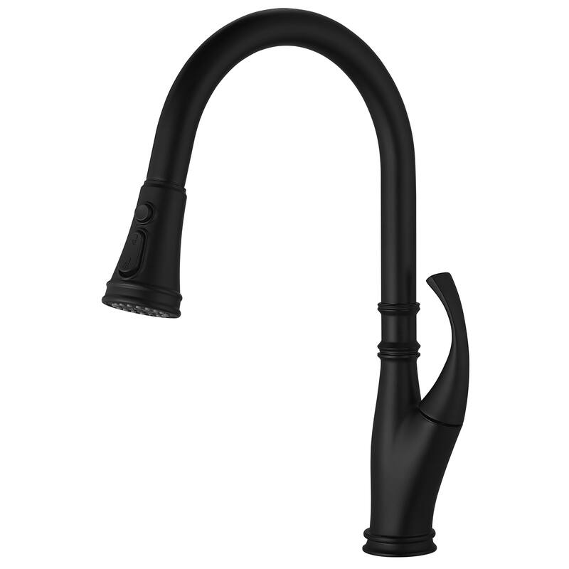WIZ Single Handle Pull Down Sprayer Kitchen Faucet In Matte Black - Black