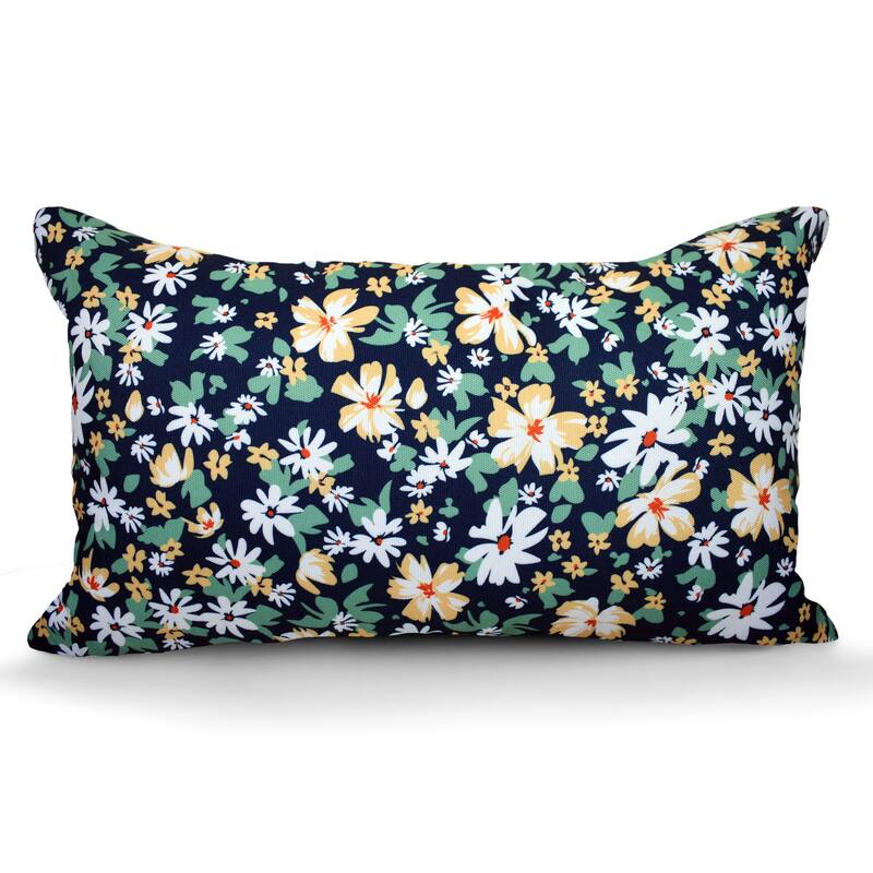 Indoor Outdoor Weatherproof Pillow with Insert - 18x18 | 12x20 | Inches - Navy/Green-20
